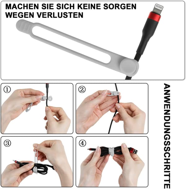 16 stk. silikone kabelbindere, kabelarrangør, genanvendelig Gray