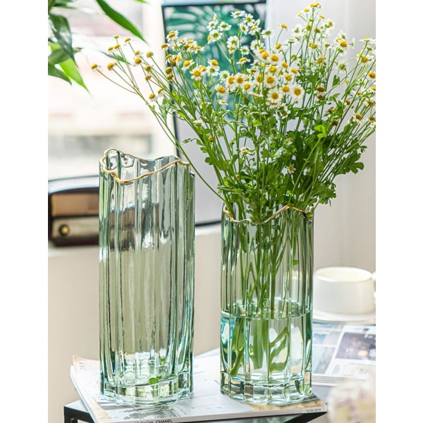 Glass Vase, Sylinder Vase Hjem Dekor green 25*12cm