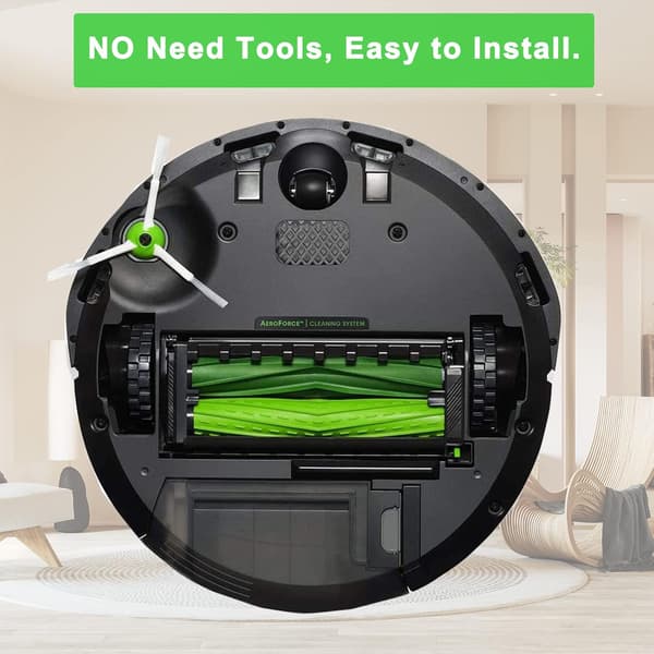 Børsteskiftdele Tilbehør til iRobot I & E & J Serie, Børster Tilbehør til Roomba i7 i7+ i3 i4+ i6 i8 j7+ E5 E7, 4 Gummi Børster