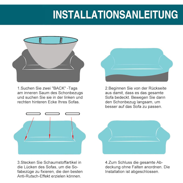 Vattentät stretchig sofföverdrag i spandexjacquard med halkfri skum (3-sits, grå)