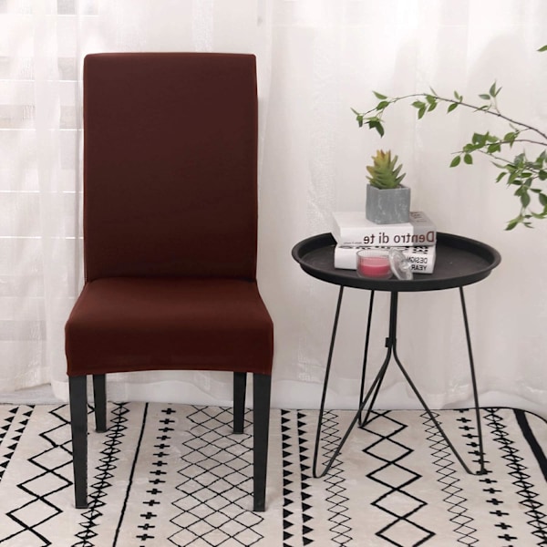 Ruokailuhuoneen tuolinpäälliset 4 tai 6 kappaleen sarja, joustava irrotettava pestävä ruokailutuolin suojapäällinen koristepäällinen istuinsuojus hotelliin coffee 4pcs