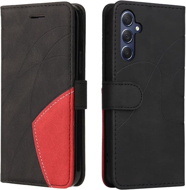 Samsung Galaxy A05S Etui Geometrisk, Stødsikkert Wallet Etui PU Læder med Kortlommer Foldbart Stativ - Sort