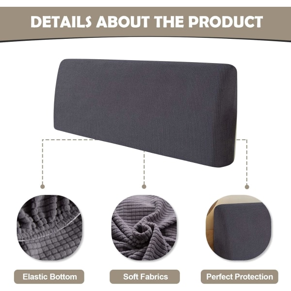 Stretch Huvudgavelöverdrag Vadderat Huvudgavelöverdrag Tvättbart Dammsäkert Jacquard Skyddsöverdrag för Enkelsäng Dubbelsäng King Size-sängar (150-170 cm, Mörkgrå)