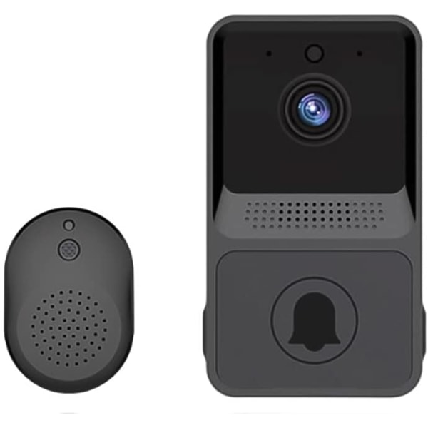 Trådlös Videodörrklocka, Smart Wi-Fi Videodörrklocka med Klocka, Dörrklocka Kit med HD-Video, 2.4G WiFi (Svart)