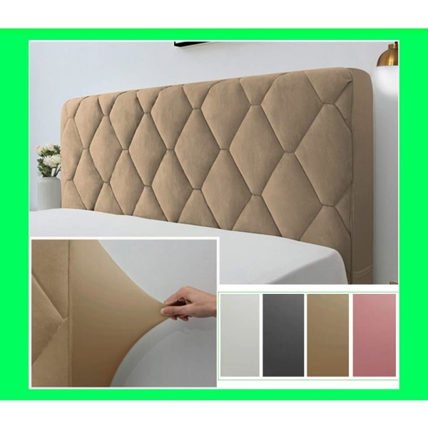 Huvudgavelskydd, Huvudgavelskydd Dekorativt Skydd Sovrum Förtjockat Mjukt Paket Dammskydd Stretch Överdrag, Kamel, 170cm(67inch)