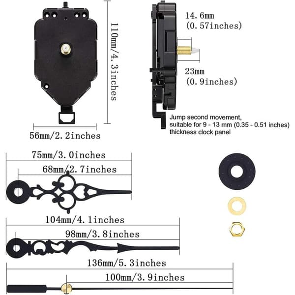 Pendelurverk DIY Quartz Urverkskit (0,9\" Axellängd) Pendelurverksmekanism