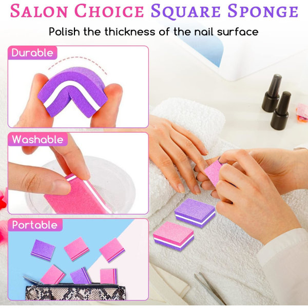 50 st mini nagelbuffer, nagelbufferblock för naturliga, gel- och akrylnaglar, dubbelsidig poleringsblock för hem- och salongsbruk Purple