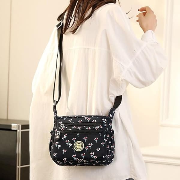 Dam Multi-Pocket Casual Crossbody Handväskor Vattentäta Axelväskor i Nylon