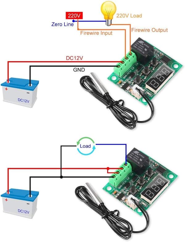 2 st 12V temperaturregulatormodul, display digital termostatmodul med NTC-prob -50~110℃, elektronisk temperaturkontrollmodul