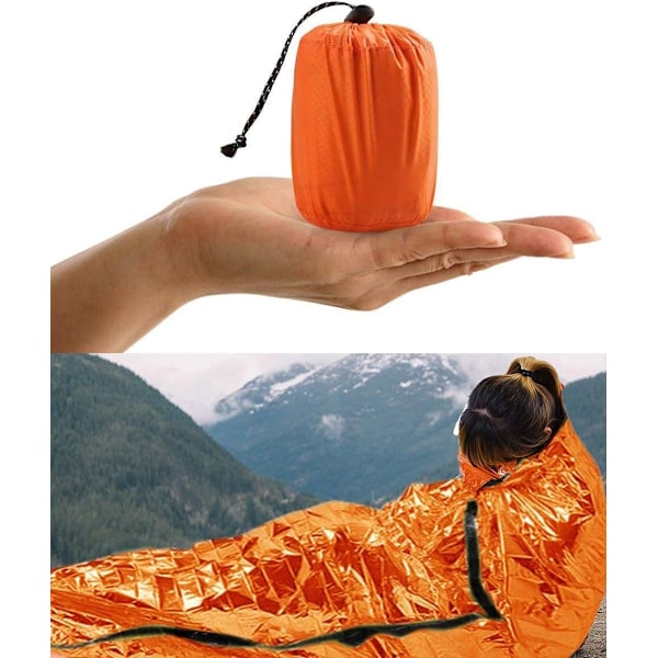 Överlevnads sovsäck, nödbivvy-påse Nödblanket Återanvändbar för utomhuscamping, vandring
