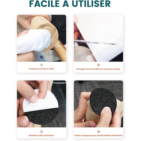 Självhäftande Möbelglider, Möbelstolsglider 3 Rullar (100 * 10cm+100 * 5cm+100 * 2cm), Stolsdyna 4mm Tjock Filt Glider Svart