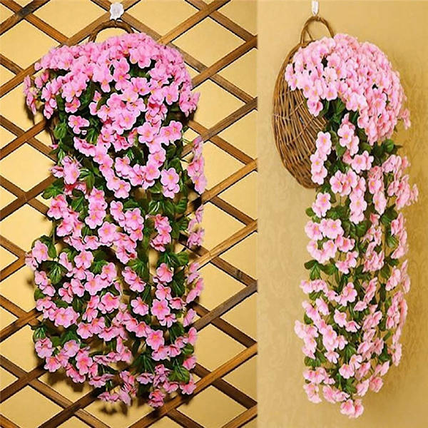2 kpl Teko-Wisteria-köynnös Teko-riipuskukat Tekokasvit, Ulko- ja Kotioven Koristelu pink