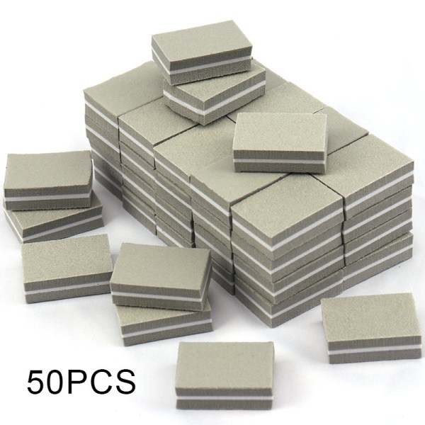 50 stk Mini Neglebuffer, Neglebuffer Blokker for Naturlige, Gel & Akryl Negler, Dobbeltsidig Bufferblokk for Hjem & Salongbruk Gray