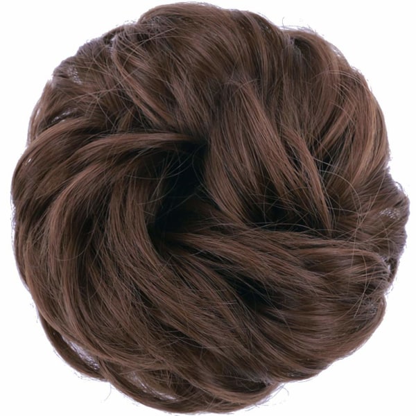 1 stk. Messy Hair Bun Hår Scrunchies Extension Curly Wavy Messy Syntetisk Chignon til kvinder Updo Hairpiece 8#(Medium chestnut Brown)#