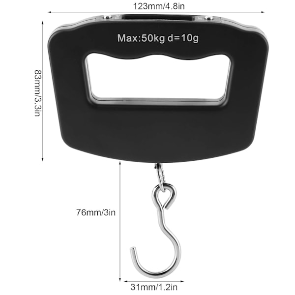Digital Fiskevåg Bagagevåg 110LB/50KG Elektronisk Digital Viktvåg, Bärbar Hängande Haken/Stor Bakgrundsbelyst LCD-Skärm
