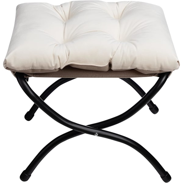 Foldbar Fodskammel, Hvileskammel med Metalben Lille Ottoman Sæde, Hvid (47 x 36 x 36 cm)