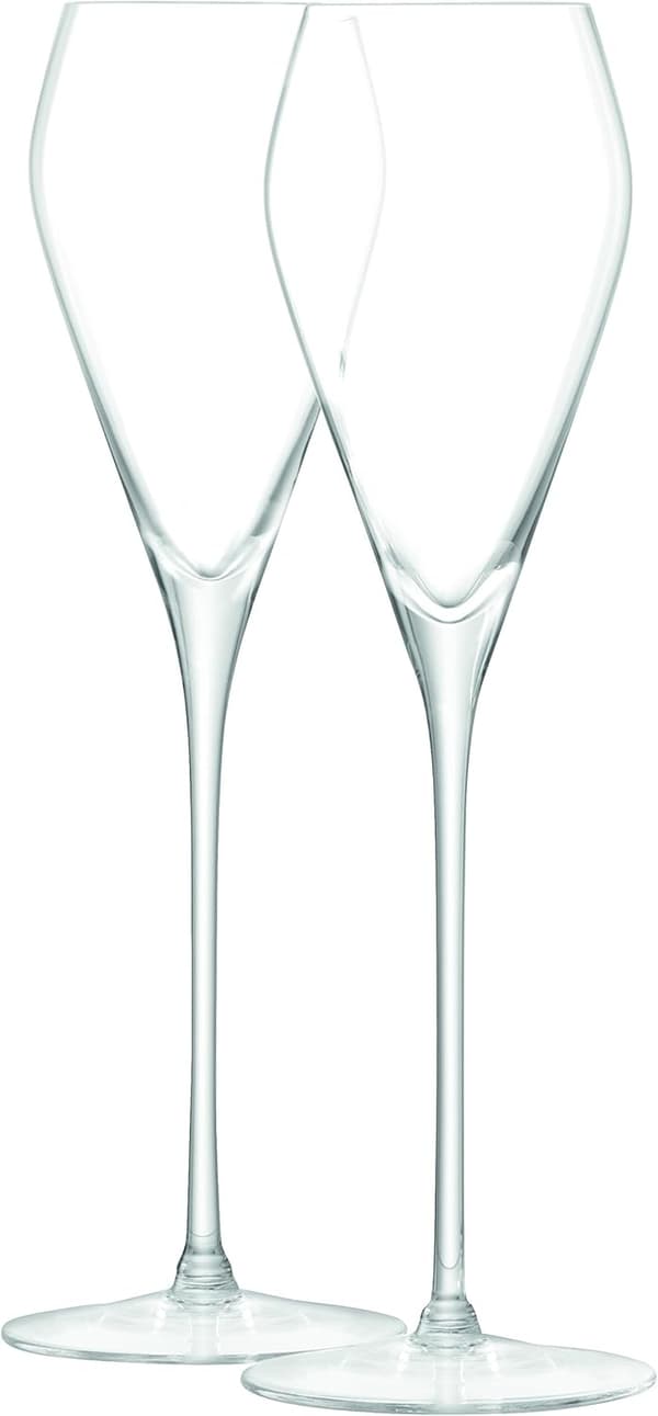 Vinglas Prosecco 250 ml Klar | Set om 2 | Munblåst och Handgjort Glas, Champagneglas