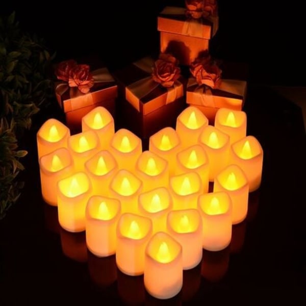 24-pack LED-ljus, eldfria värmeljus, flimrande elektriska ljus inomhus och utomhus, bröllop, dekoration för feststämning (batteri ingår)