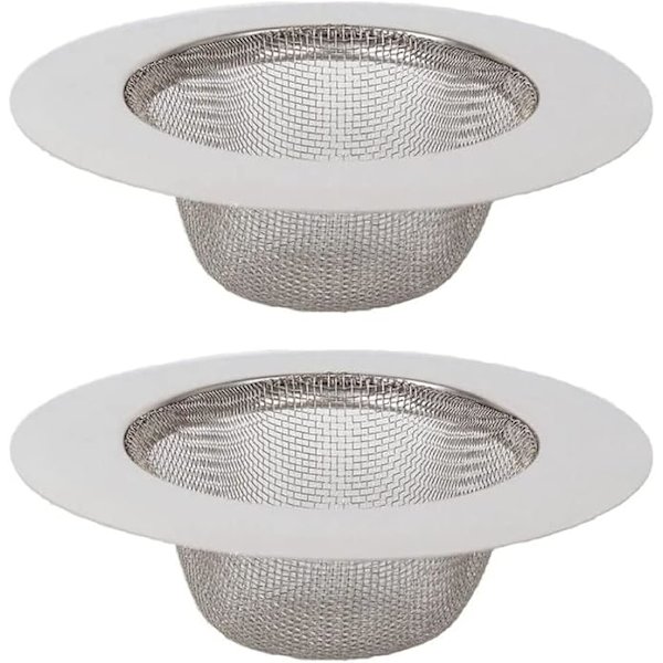 2 stk. rustfrit brusefilter i rustfrit stål, køkkenafløbsfilter, vaskefilter Silver D