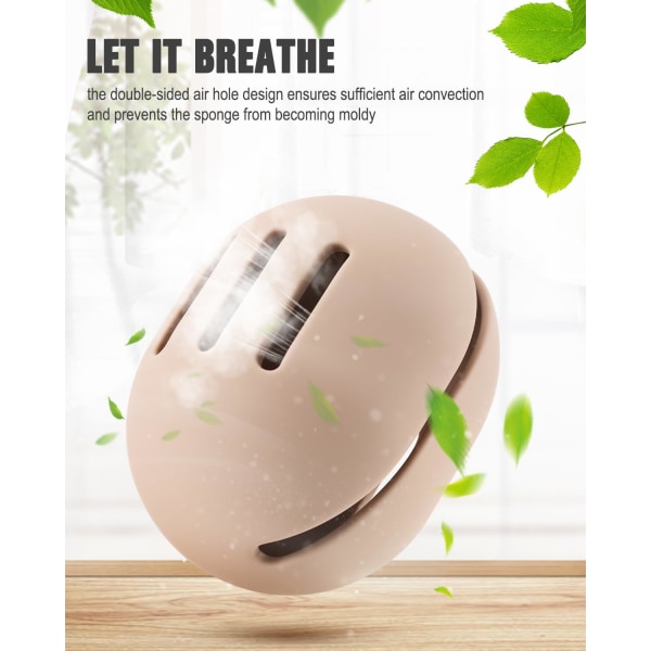 Makeup-svamp Holder, Stødtæt Miljøvenlig Silikon Skønhed Makeup Blender Etui til Rejser, Khaki