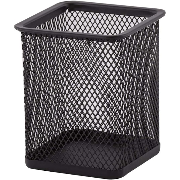 Metal Firkantet Penholder | Penholder Cube Lavet af Trådmetal | Multifunktionel Mesh Kop til Kuglepen Sort