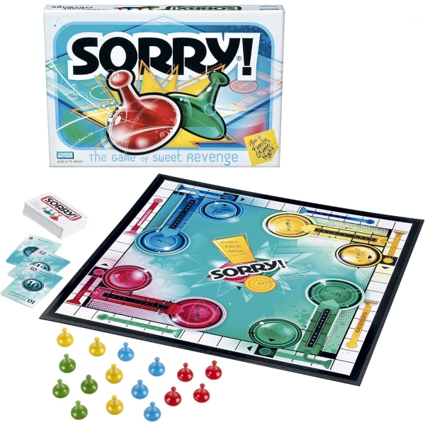 Hasbro Gaming Sorry! Parker Brothers Familiebrætspil til 2 til 4 spillere i alderen 6 år og opefter til voksne teenagere børn 1.63 x 10.5 x 10.5 inches