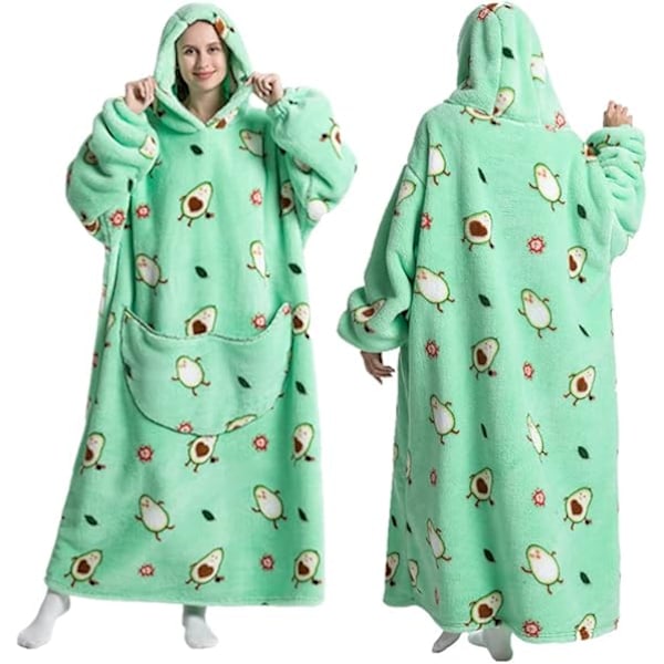 Dame Vinter Super Varm Oversized Lang Stilfuld Sherpa Tæppe Pullover Hættetrøje Bærbar TV Tæppe Hættetrøje med To Lommer
