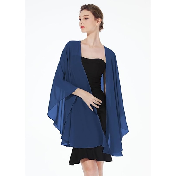 Chiffon tørklæde Stole Bolero til damer til aftenkjole festlig bryllup Royal Blue