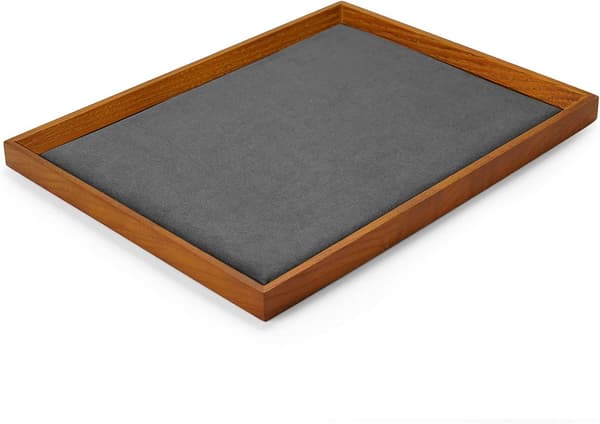 Smyckesbricka i Massivt Trä (2 Storlekar), Grå 23*15*2CM