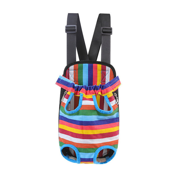 Husdjursbröstväska utomhus mesh dubbel axel fyra ben ryggsäck Colour striped canvas L