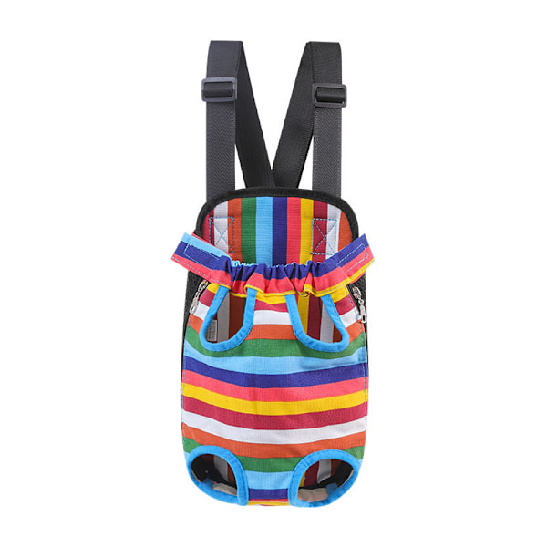 Husdjursbröstväska utomhus mesh dubbel axel fyra ben ryggsäck Colour striped canvas M