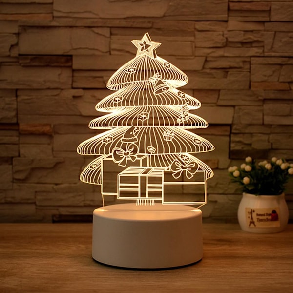 Jul 3D Nattlys LED Lampe USB Oppladbar Bordlampe Dekorativt Nattlys Nattlampe Soveromslamper Nattlys Style 1