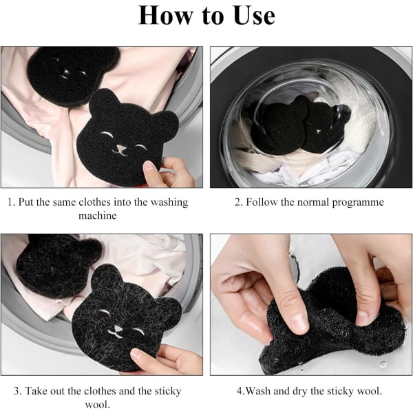 2st Pet Hair Remover Tvättmaskin, Återanvändbar Tvättmaskin Hårfångare Tvättboll Miljövänlig luddsamlare Svamp Pet Fur Catcher