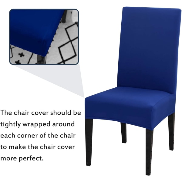 Ruokailuhuoneen tuolinpäälliset 4 tai 6 kappaleen sarja, joustava irrotettava pestävä ruokailutuolin suojapäällinen koristepäällinen istuimen suojus hotelliin blue 4pcs