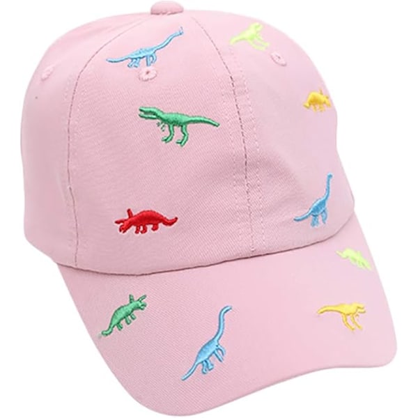 Baby Børn Baseball Caps Bomuld Justerbar Sommer Solhatte til Småbørn Baby Drenge Piger Tegneserie Dinosaur Hatte Pink