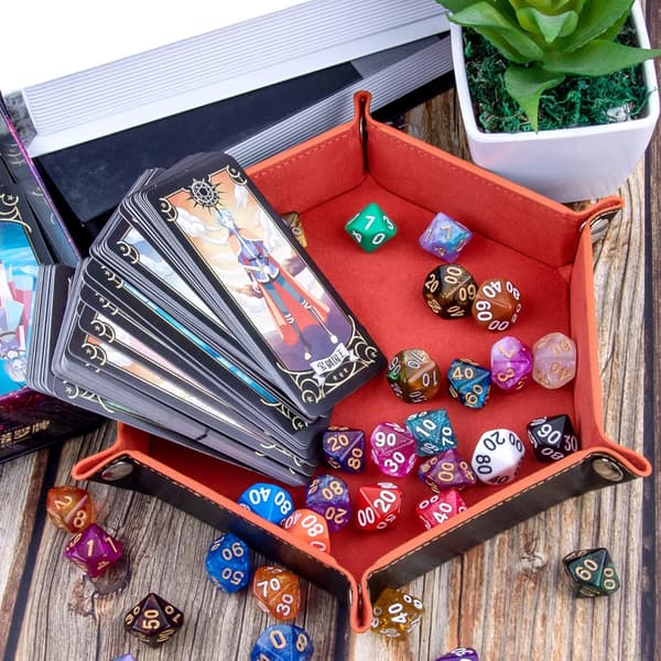 2 Stykker Terningbakke Dobbeltsidet Terningbræt PU og Fløjl Terningbakke Terningholder til DND RPG og Andre Brætspil Color 2