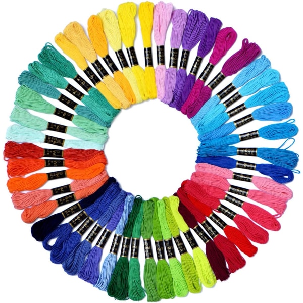 Broderitråd regnbuefarve 50 nøgler pr. pakke Korsstingstråde Multicolor 7.01 x 6.5 x 1.5 inches