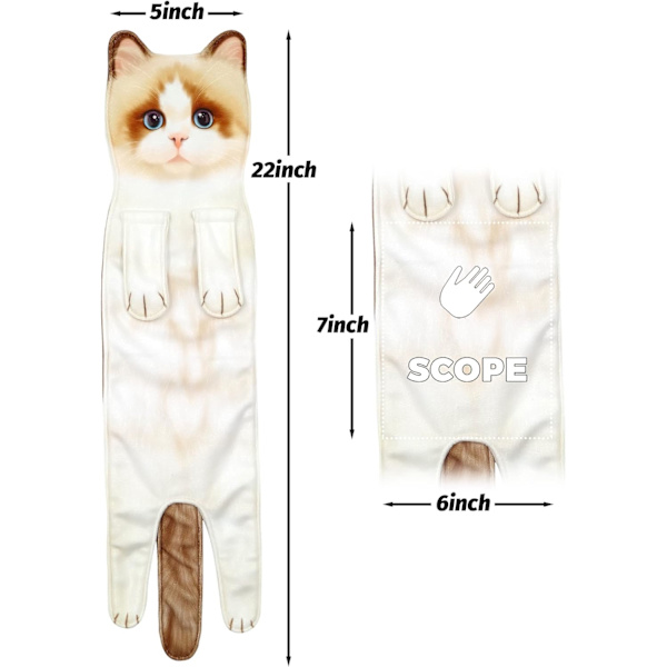 Handduk för snabb torkning, absorberande handdukar i form av katt, söta djurhanddukar, handdukar för kök och badrum (Ragdoll-katt)