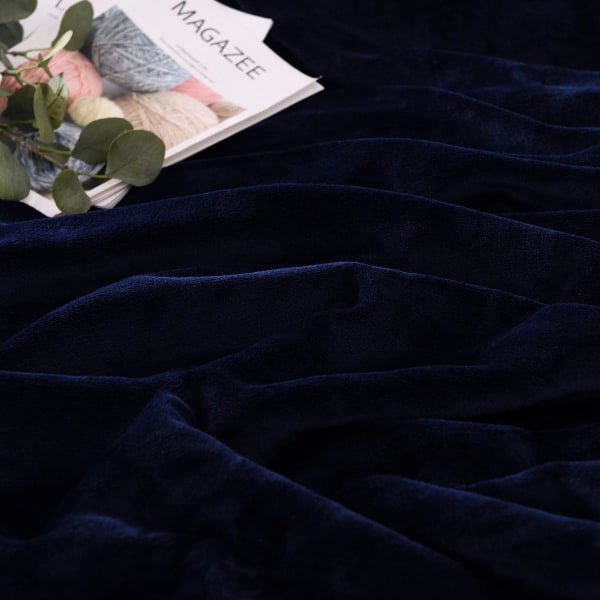 Sherpa tæppe - Varme tæpper til vinter - Super blødt, fuzzy flannel fleece/uldlignende vendbart fløjls plystæppe til sofa - Letvægts Navy Blue 60"x80"