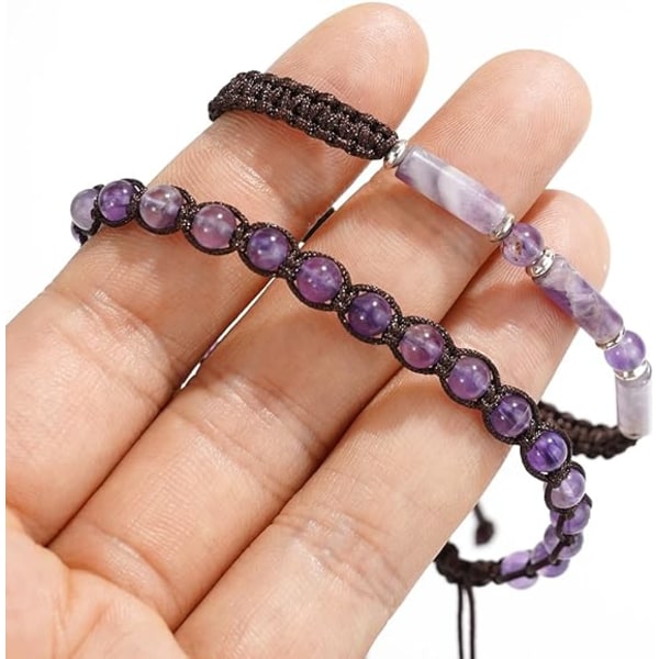 Perle Armbånd Justerbar Håndlavet Streng Armbånd Boheme Farverige Sten Strand Armbånd til Kvinder Purple