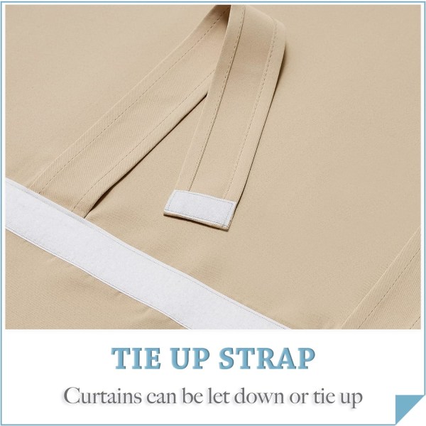 Dørgardiner Blackout - Selvklebende Tie Up Shades Vindusgardiner Lysblokkerende Isolerende Sidelys, B 66 x H 173 cm, 1 Panel, beige