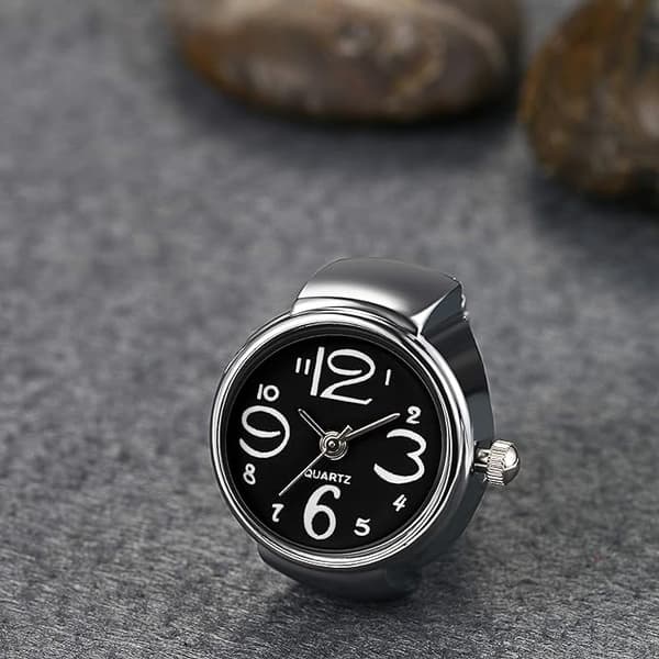 Sormuskello, Luova Elastinen Pyöreä Kvartsi Sormuskello, Ystävänpäiväksi Unisex black