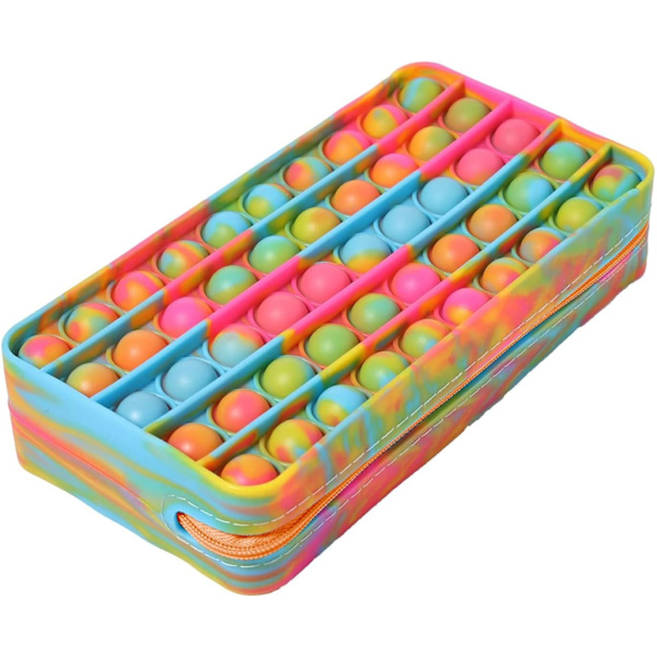 Stor pop blyantveske, pennholderboks, kontorrekvisita, stressavlastende pennpose for barn, trykk pop boble fidget sensoriske leker Tie Dye