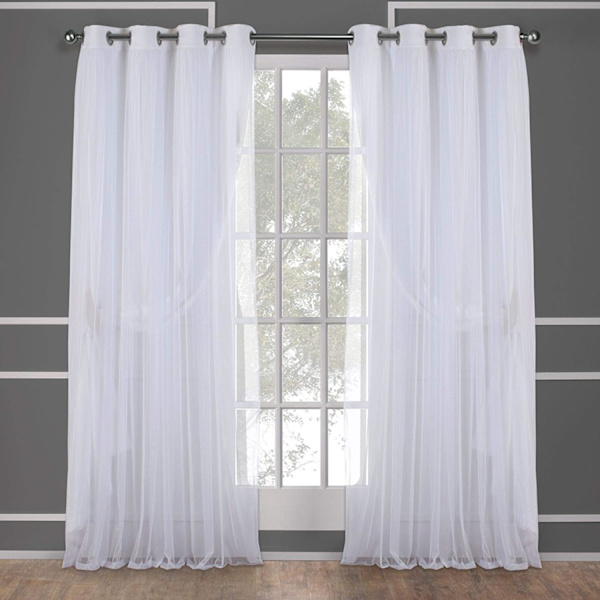 Kerrostetut Kiinteät Pimennys- ja Läpinäkyvät Verhopaneelit Renkailla, 52x84\", Valkoinen, 2 Kpl