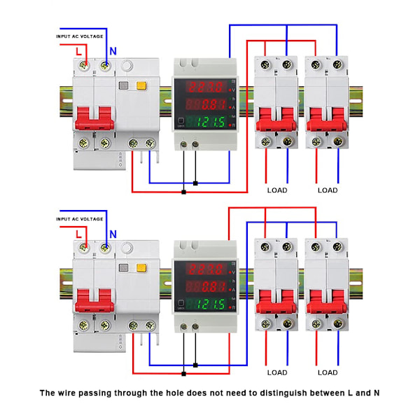 Din-skena elmätare, voltmeter digital ampèremätare AC 80-300V 100A wattmeter elförbrukningsmätare 1 fas watt KWh-mätare