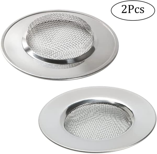 2 stk. rustfrit brusebadsfilter i rustfrit stål, køkkenafløbsfilter, vaskefilter Silver A