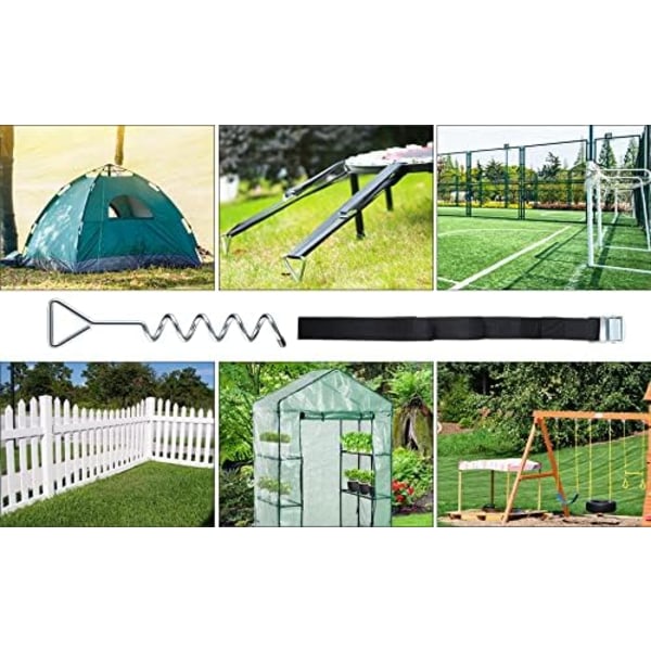 Galvaniseret trampolinforankringssæt/bindingssæt, passer til alle trampoliner