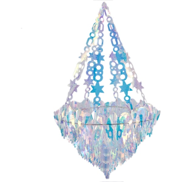 Hängande dekorationer iriserande ljuskrona formad folie tak hängande prydnad för temafest Fairy Princess Rainbow Show Dekoration