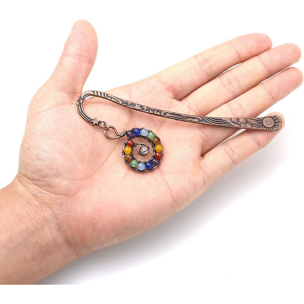 2 kpl Metallimerkki - Vintage pronssi tähti aurinko kuu riimu w/ 7 Chakra helmillä spiraali ja elämänpuu riipukset 4.84"*0.4"