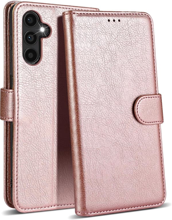 Samsung S24 Mobilskal - Läder Folio Flip Stötsäkert Skydd med Blockerande Kortfack Plånbok
